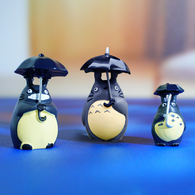 Paraguas, Little Totoro, estilo explosivo, decoración de micro paisaje de musgo, muñón, decoración de plantas suculentas de bricolaje, trabajo de resina