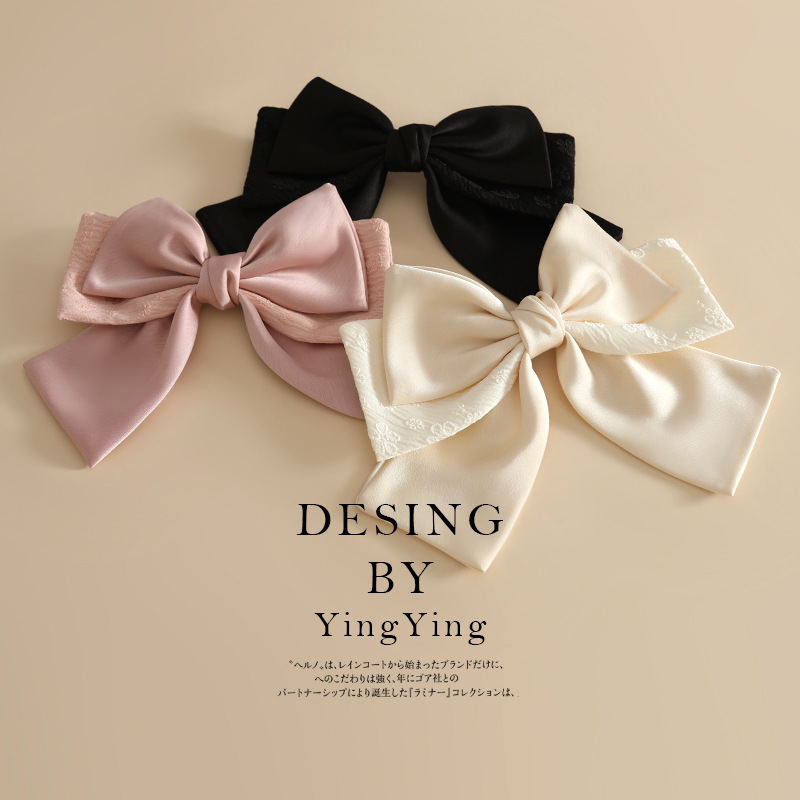 Yiwu Factory Oversized Bow Hair Clip Hair Accessories High-End Korean Headwear Spring Clip Top Clip Spot Wholesale