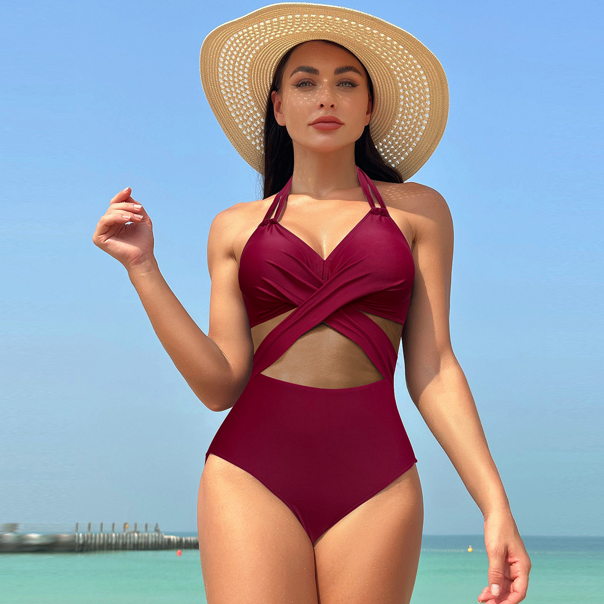 Women's Vacation Solid Color 1 Piece One Piece Swimwear display picture 4