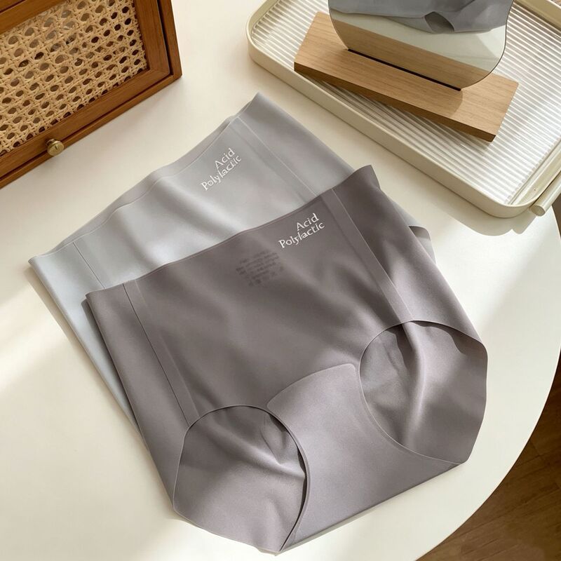In-Stock Ultra-Thin Ice Silk Seamless Comfortable Skin-Friendly High-Elastic Summer Cooling Letter Print Extended Crotch Mid-Waist Women's Panties