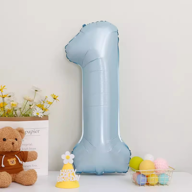 40inch アルミフィルムデジタルバルーン ベビーブルーピンク 女の子の誕生日シーンの装飾 ベビー123歳の誕生日の装飾|undefined