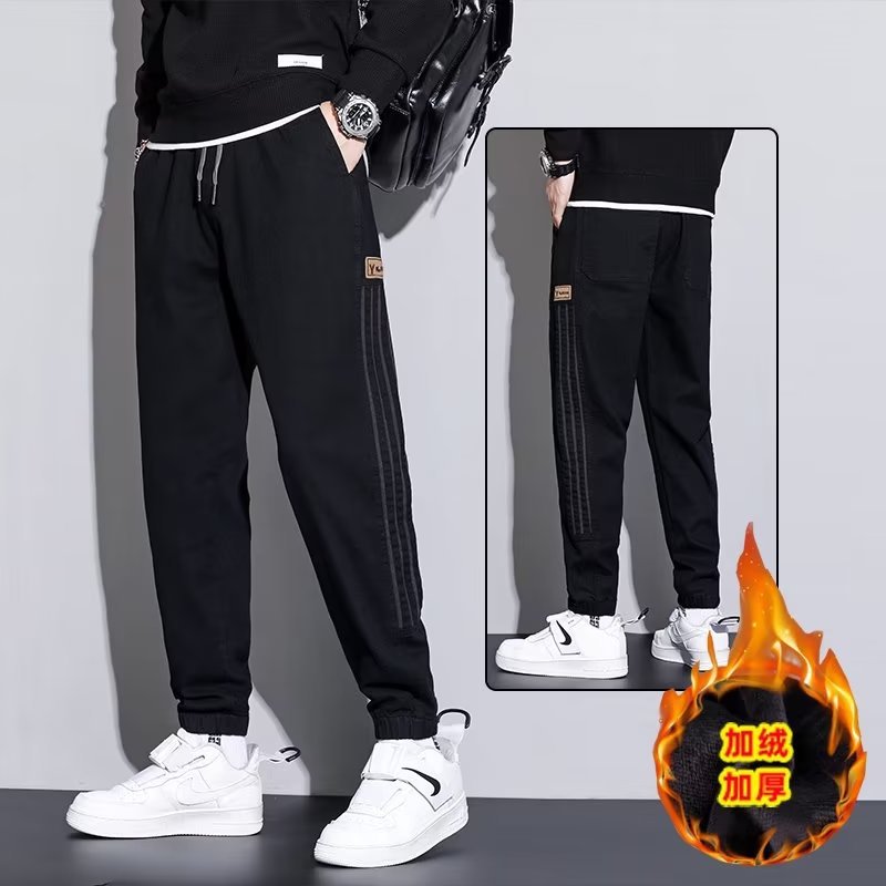 2024 otoño e invierno nuevo estilo ropa de trabajo japonesa jeans hombres sociedad chico atar pies pantalones casuales Harlan empuje principal