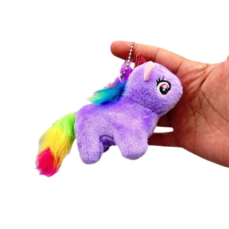 De dibujos animados lindo colorido pony unicornio muñeca de peluche colgante llavero creativo muñeca bolsa accesorios al por mayor