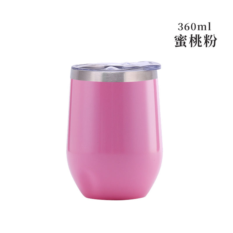 Taza de cáscara de huevo de 12oz transfronteriza regalo de doble capa de acero inoxidable copa de vino tinto taza de vientre grande aislamiento al vacío en forma de U swig pollo