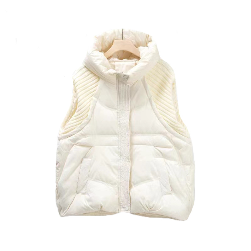 Damenbekleidung Gestrickte Ärmel Warme Jacke Weste für Damen 2024 Winter Neue Art Mode Kapuzendesign Warme kleine Außenweste_voghion.com