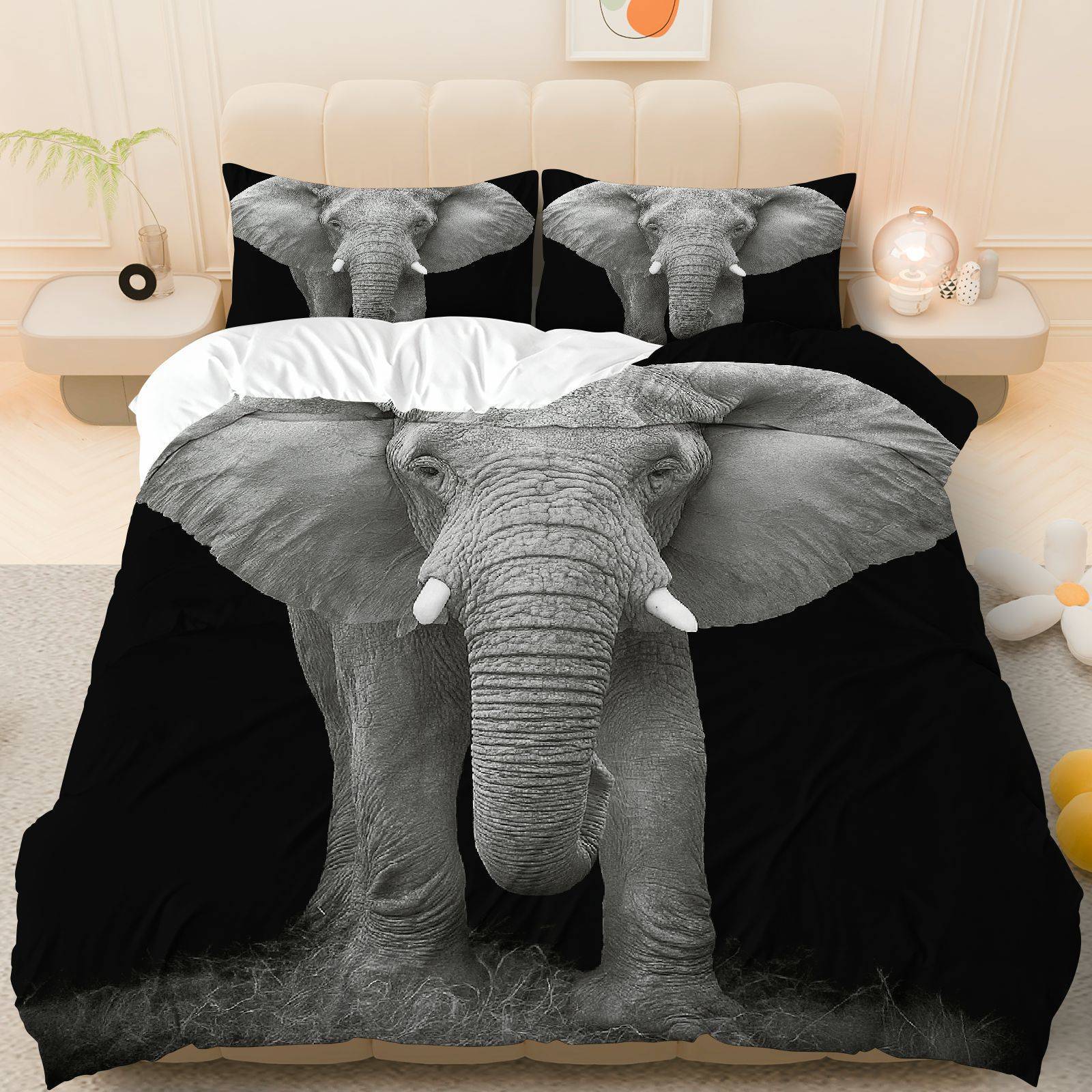 Textil doméstico transfronterizo molienda impresión digital elefante primer plano quilt kit fuente fábrica llevar a cabo tem / JIT