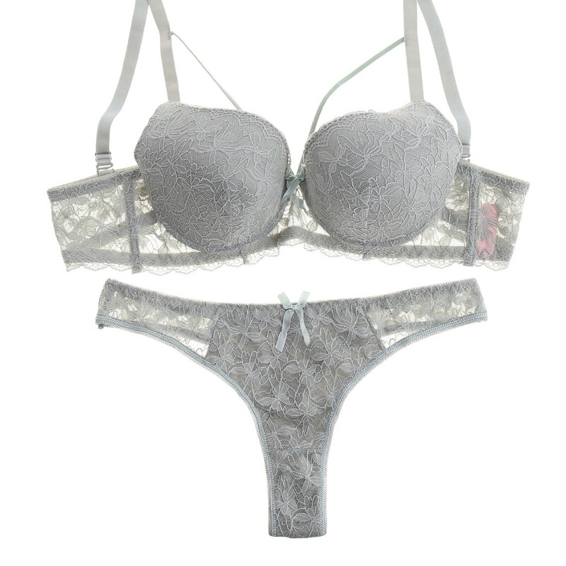 Lace Thong Embroidered T-Pants Women's Yoga Sports Underwear Bra Set Spring New Style with Chest Pads Sexy