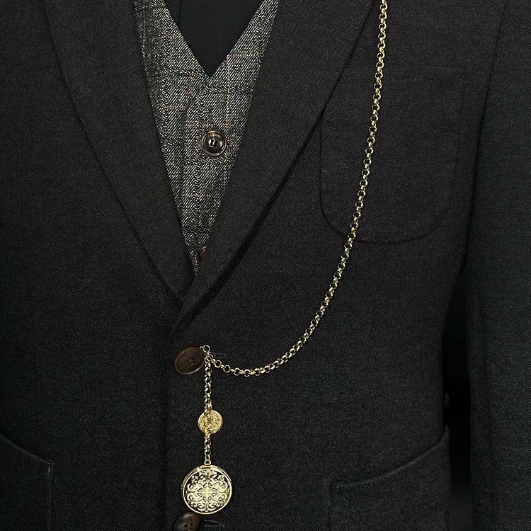 Nostalgic Retro Vest Chain Men's Suit Vest Chain Long Chain Multi-Purpose Corsage Pocket Watch Chain Waist Chain Key Accessories