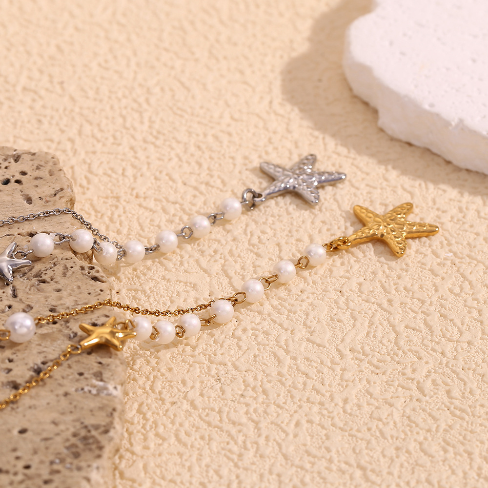 Starfish Pearl Asymmetrical Necklace