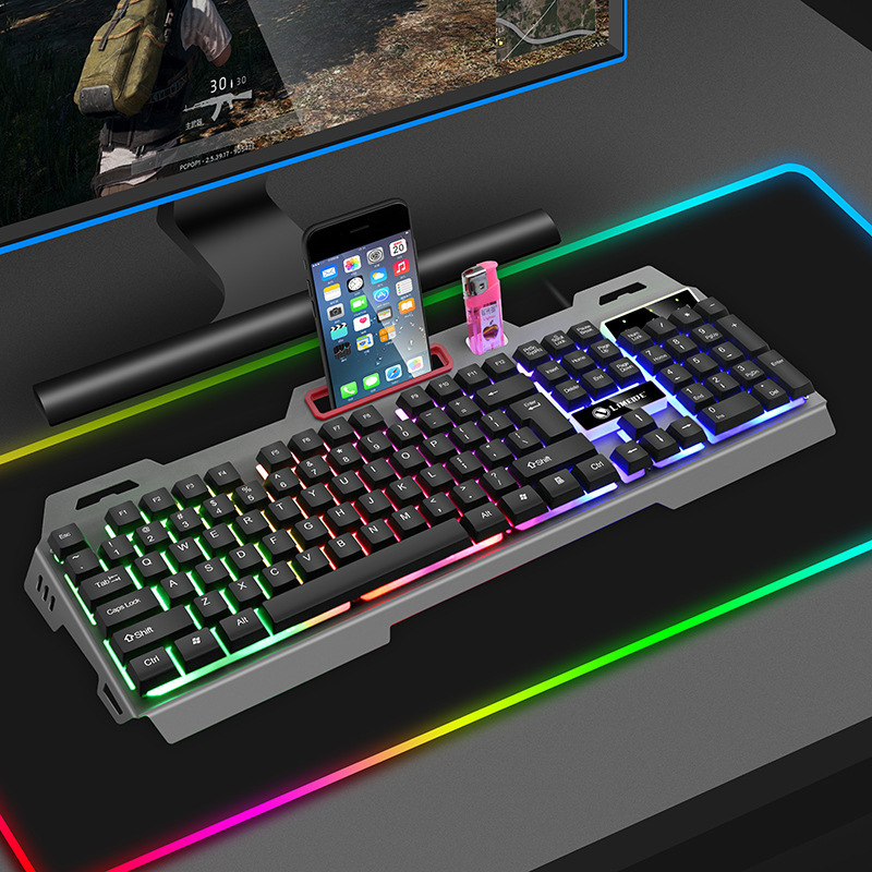 力マグネシウムT19金属発光パソコン用キーマウスセットゲームカラフルバックライト機械手触りキーボードマウス|undefined