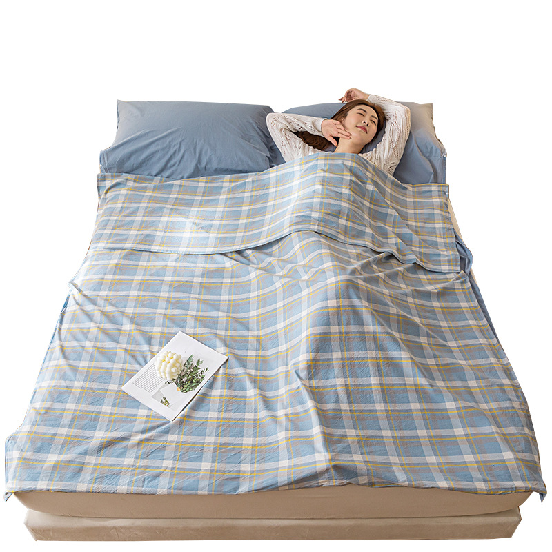 Saco de dormir sucio del hotel, sábana de viaje de algodón de algodón, funda de edredón, funda de edredón de viaje portátil, saco de dormir integrado