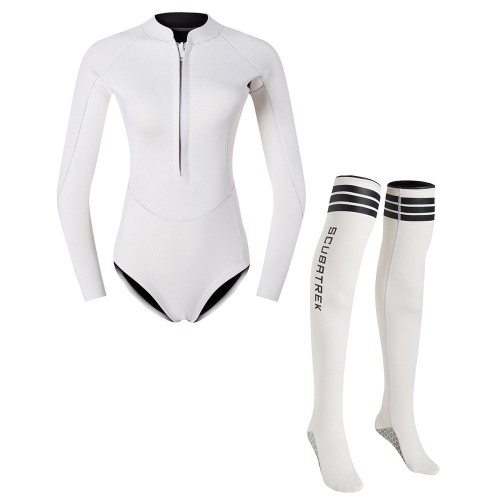 2mm Macaron Women's One-Piece Wetsuit Surfing Long-Sleeved Top Snorkeling Jellyfish Suit Warm and Cold-Proof Sun Protection Suit