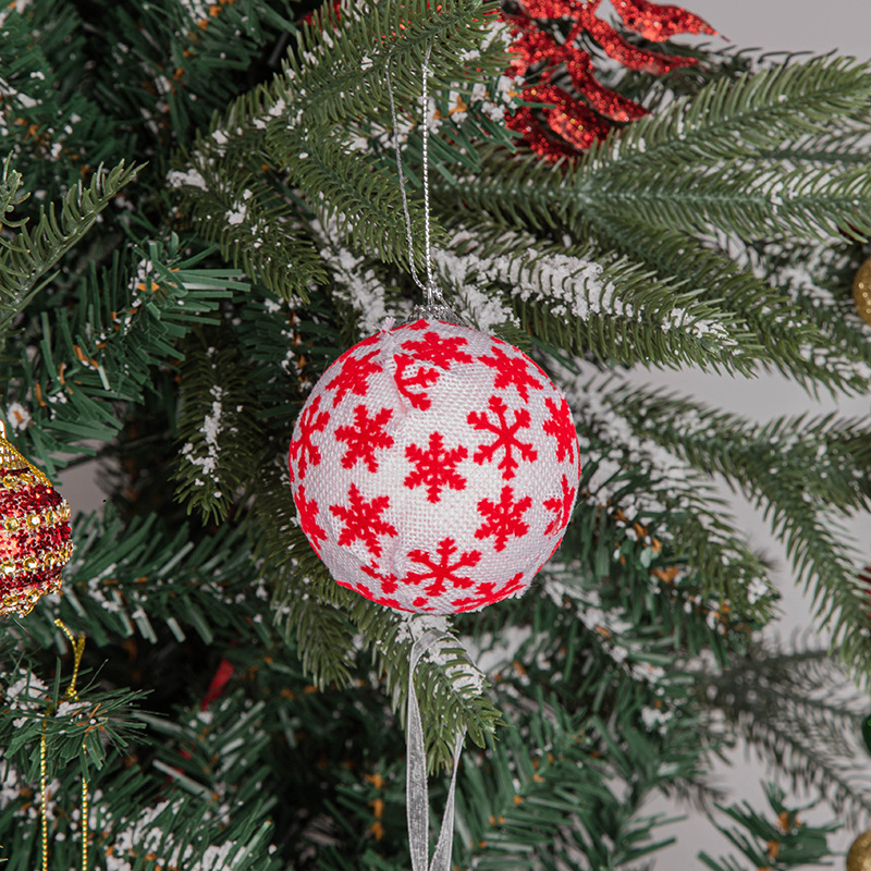 Decoración de Navidad suministros Plaid árbol de Navidad colgante tela de espuma traje de bola de Navidad 8cm en stock al por mayor