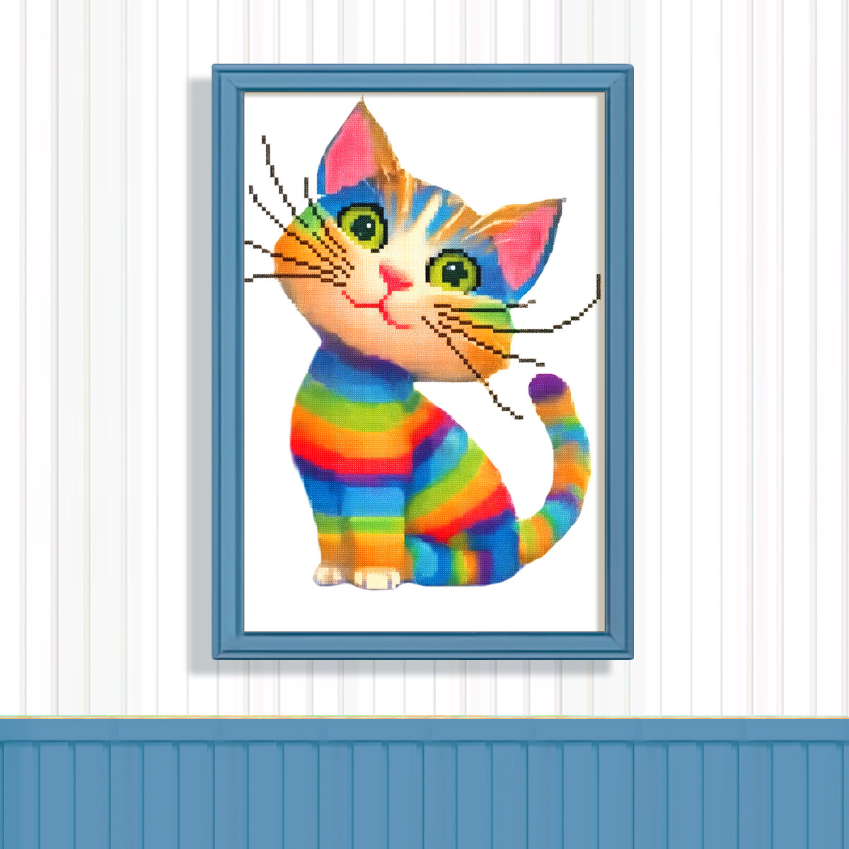 Modelo transfronterizo Mona Lisa real punto de cruz estampado de gato de color punto de cruz suministro directo de fábrica amigable para principiantes image 7