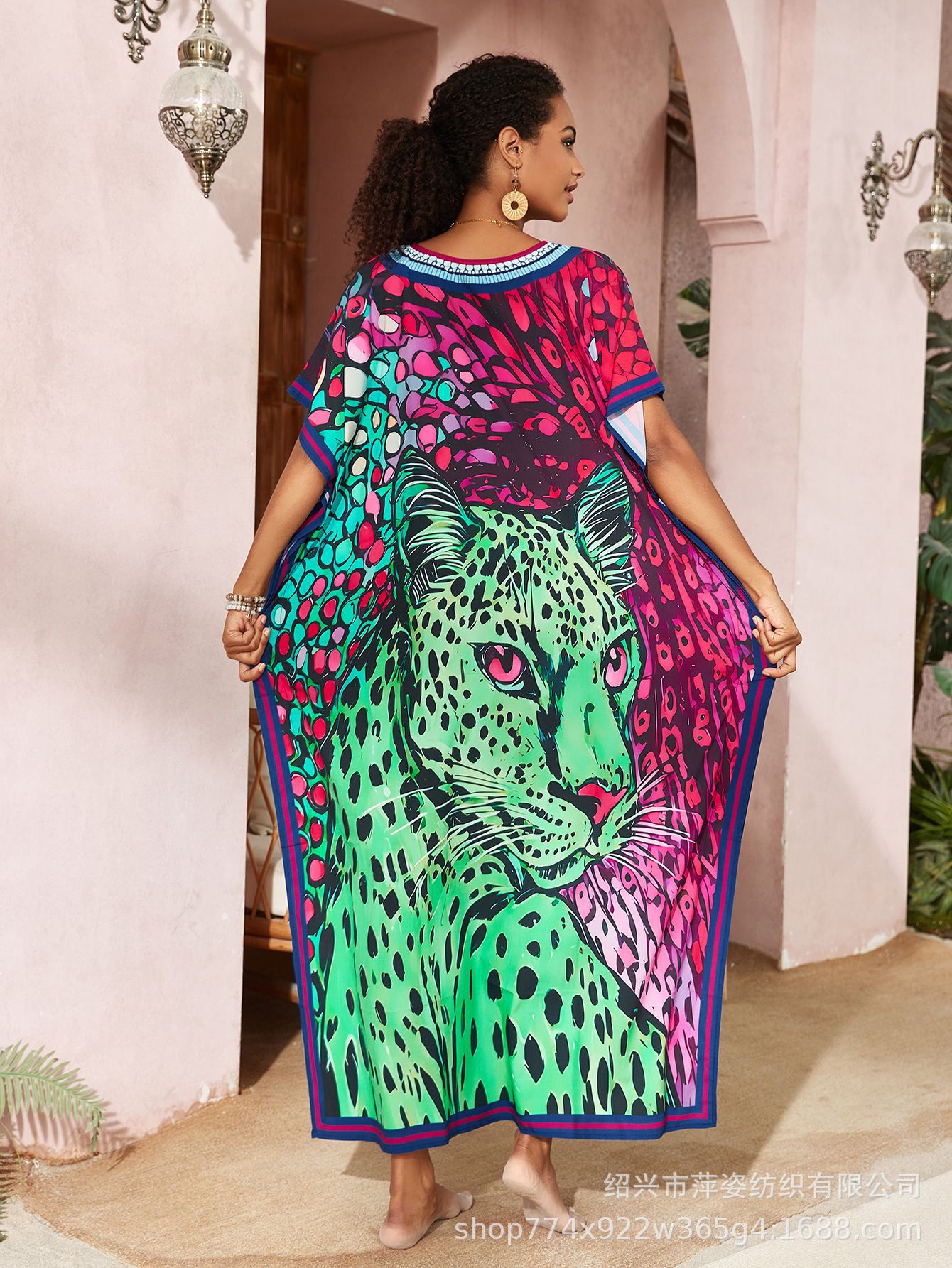 Transfronterizo Europa y América nueva blusa de bikini impresión de posicionamiento cubierta de playa bañador de vacaciones con chal 5D352-1