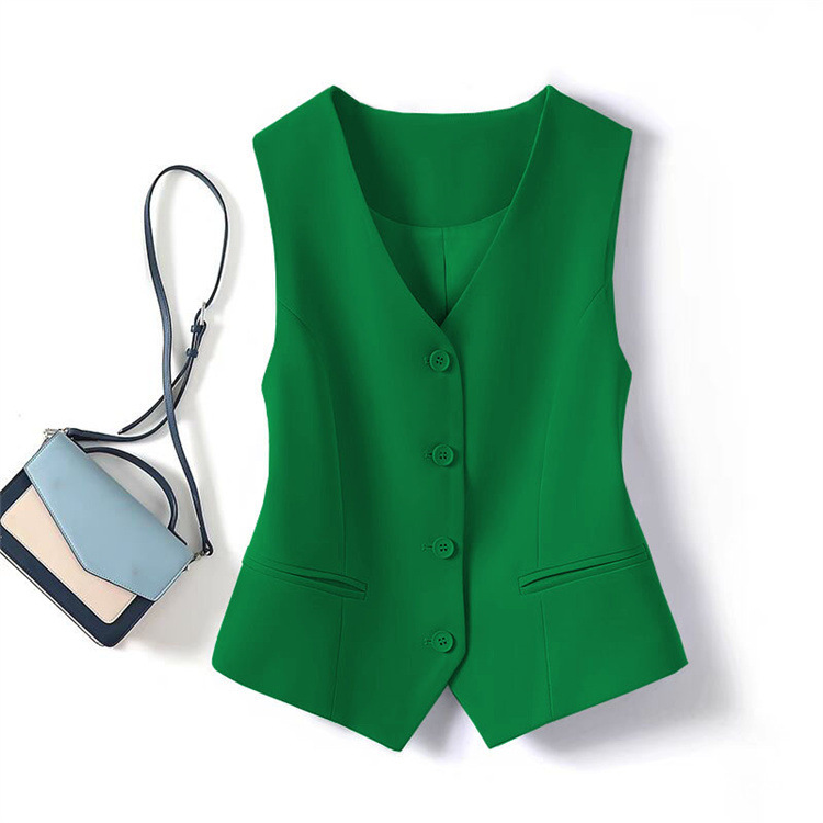Traje chaleco de mujer 2025 primavera y otoño nuevo delgado plegado para usar hombro de mujer gris corto clip de caballo image 8
