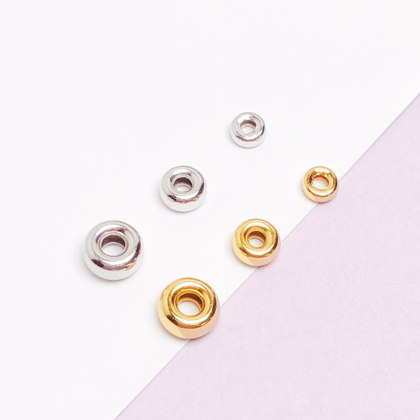 S925 Sterling Silver Wheel Spacer Bead Accessories 18K Gold DIY Loose Bead Necklace Bracelet Spacer Bead Flat Bead Spacer Accessories