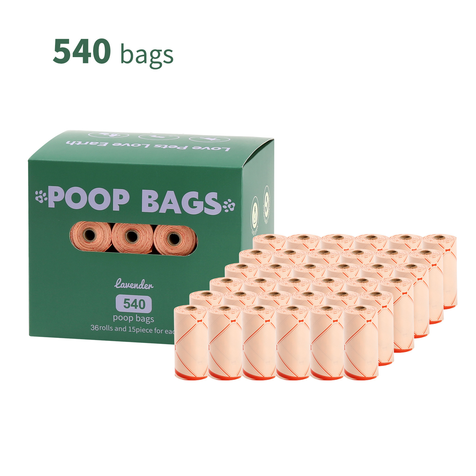 Nuevo medio ambiente biodegradable bolsa de basura de mascotas bolsa de basura distribuidor de bolsa de heces OPP caja de cabeza de fijación empaquetada bolsa de heces
