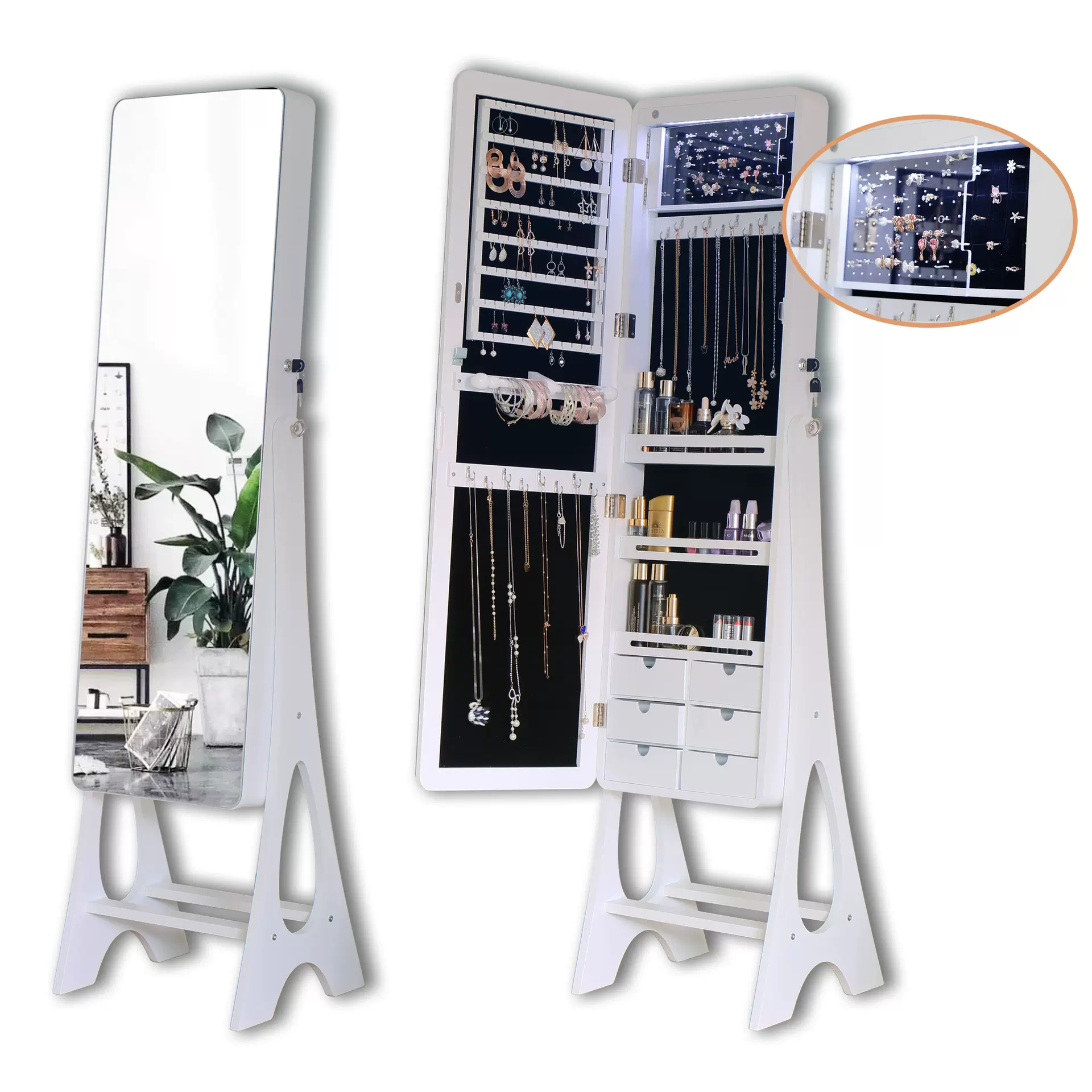 首饰收纳镜柜穿衣镜出口电商亚马逊邮购安全摔箱包装出口工厂产品