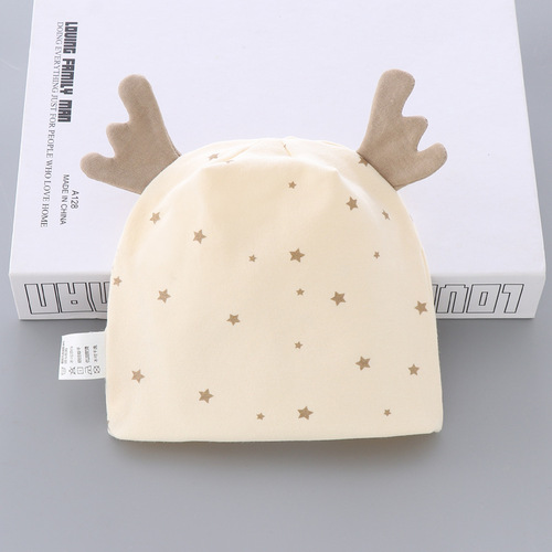 New born baby spring and autumn new hat double layer cartoon style baby confinement hat children's head protection hat