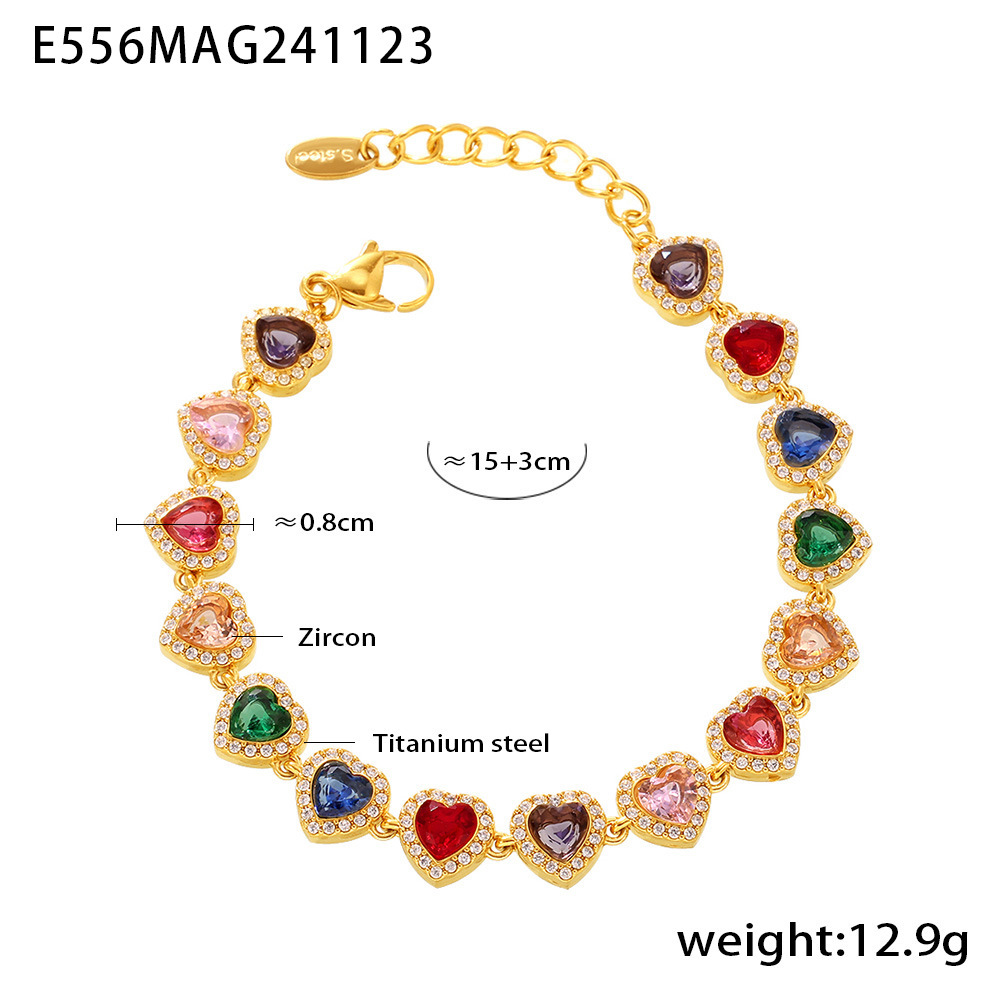 El amor de Zhao Zhao Zirconium brillante empalme pulsera collar ligero temperamento lujoso mujer color transfronterizo conjunto de joyas de acero de titanio