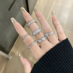 精緻鏤空圓球系列開口戒指高級感小眾輕奢設計極簡鋯石食指戒配飾