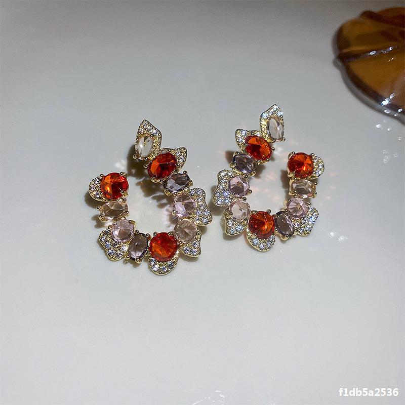 12g Weight Artificial Diamond, Crystal Inlay Material Earrings Classification 1 Pair Quantity Holiday, Daily Occasion Artificial Crystal Material Gold Plated Plating Heart Shape, Flower Pattern Women's Gender Plating, Inlay Design Sweet Style 1 Pair Sweet Heart Shape Flower Plating Inlay Artificial Crystal Artificial Diamond Crystal Gold Plated Earrings 1