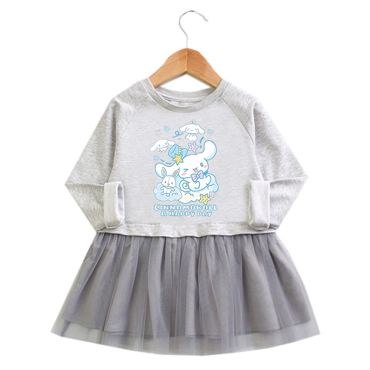 Autumn cartoon dress, long-sleeve, children's small princess costume, 2023, Korean style