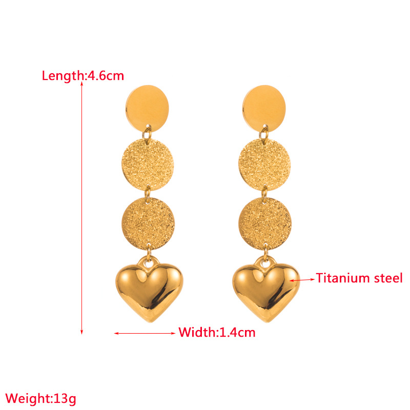 Fashion Pentagram Heart Shape Titanium Steel Plating Rhinestones Drop Earrings 1 Pair