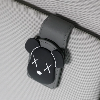 Car Glasses Clip/Bill Clip, Car-Mounted Panda Glasses Clip - xx-black-bear-b-style-gray-u-shaped-glasses-clip