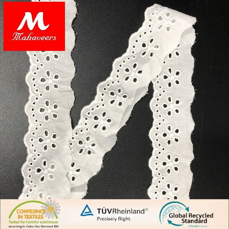 新款棉布刺绣棉线花边 现货雕孔缕空小花 服装装饰用料批发