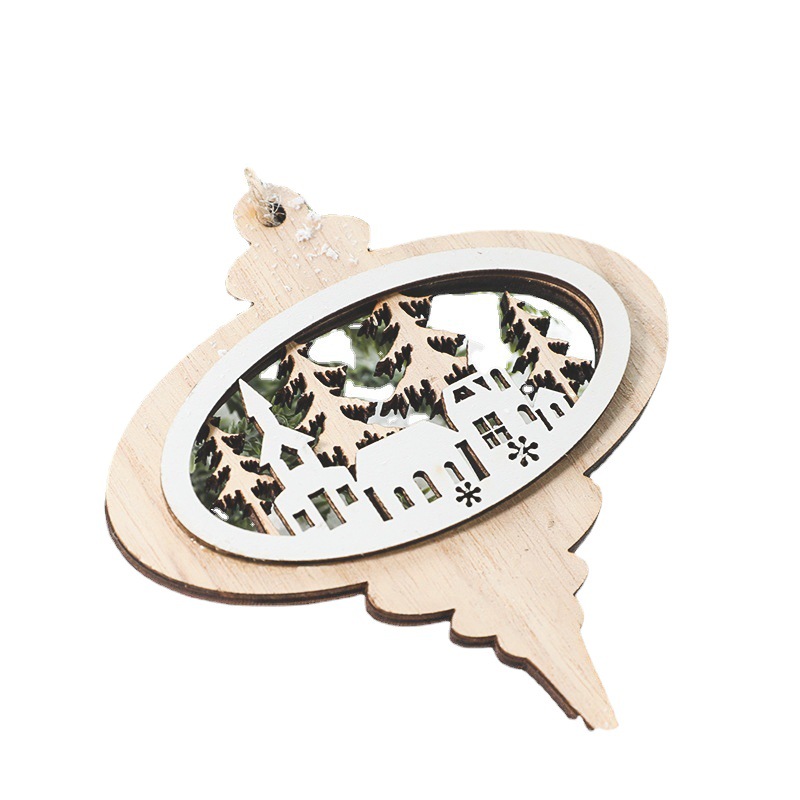 Nuevos adornos colgantes creativos de madera para decoración navideña transfronteriza: renos, casas, copos de nieve y colgantes para árboles de Navidad.