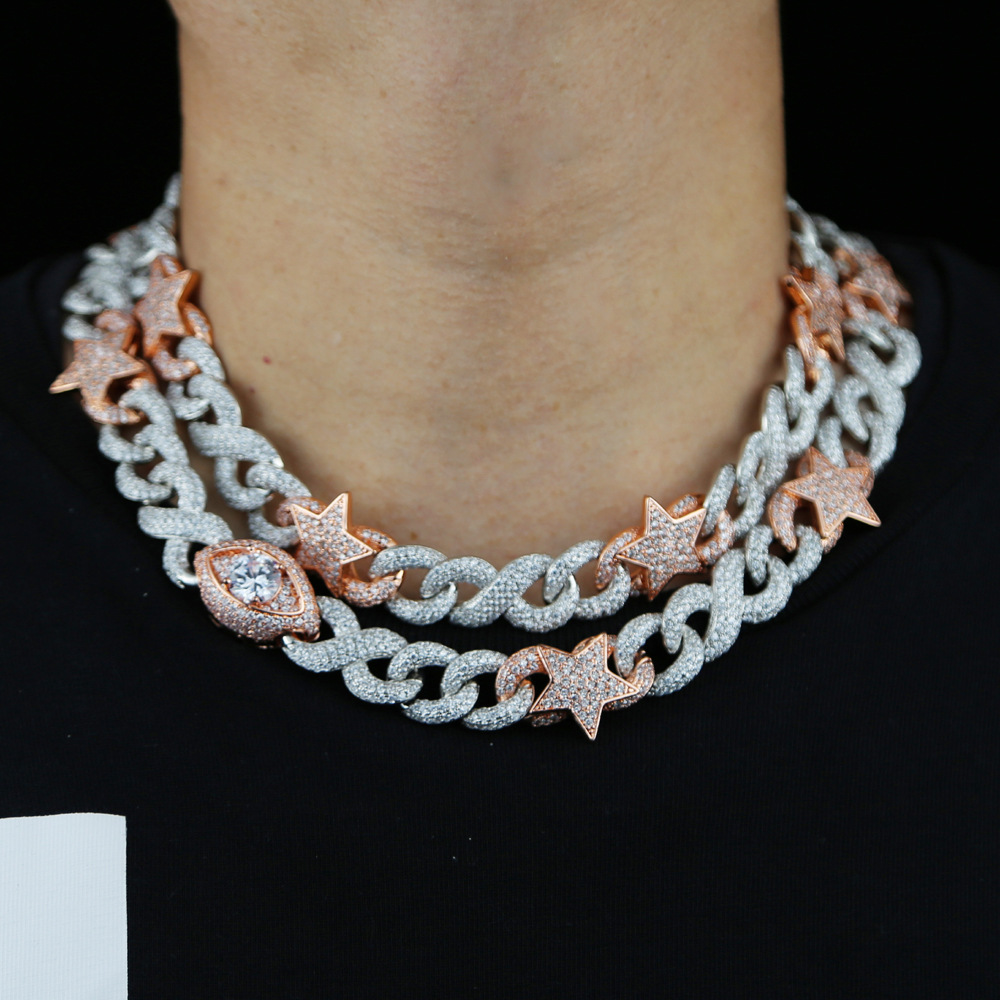 Copper Material Hip-hop Star Copper Inlay Zircon Men's Necklace