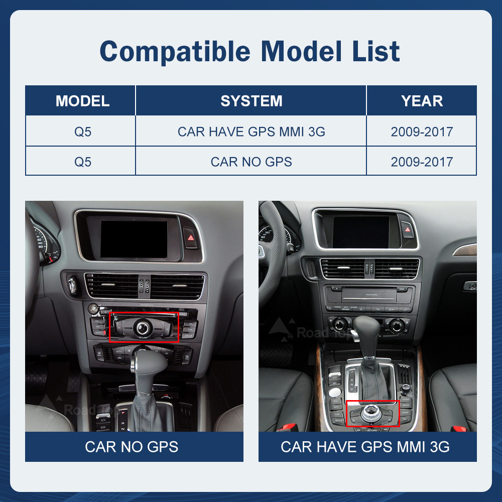 8.8 inch wireless CarPlay display for Q5 2009-2017 radio player