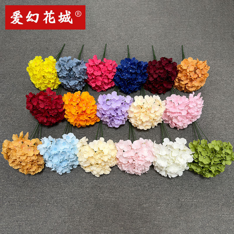 Five-headed Mallorca hydrangea, wedding hydrangea, artificial flower decoration, artificial flower background wall, living room decoration, artificial flowers Five-headed Mallorca hydrangea, wedding hydrangea, artificial flower decoration, artificial flower background wall, living room decoration, artificial flowers
