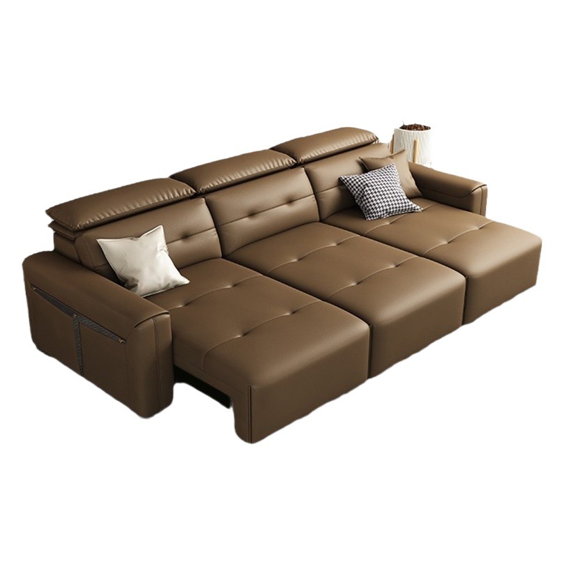 Fábrica italiana sofá cama eléctrico minimalista apartamento grande y pequeño salón recto de doble uso sofá eléctrico de cuero multifuncional