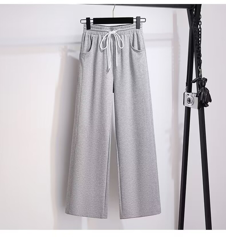 Casual Sports Suit For Women, Summer 2023 New Trendy Fashion Sweatshirt And Wide-leg Pants Two-piece Running Outfit_ecoleips.com