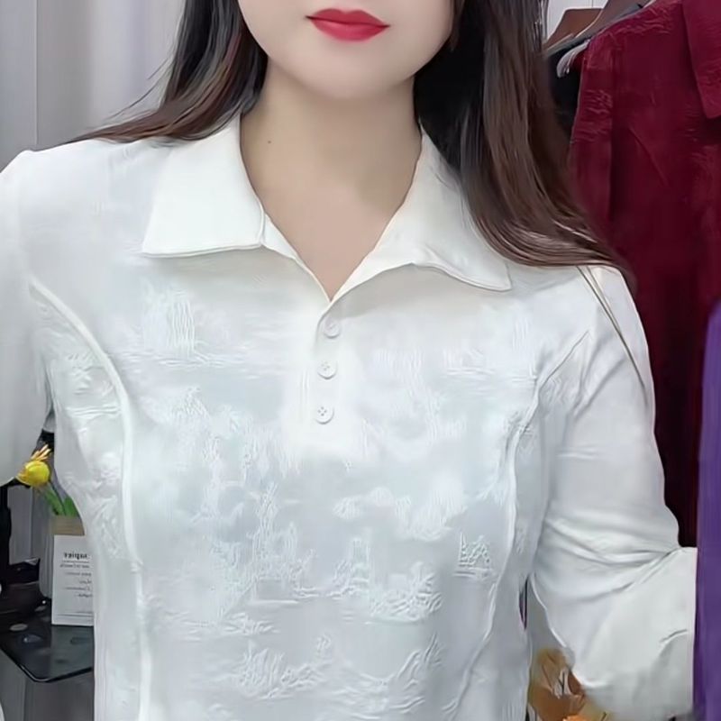 春季长袖时尚妈妈提花2025新款打底洋气小衫显瘦气质上衣衬衫女装|undefined