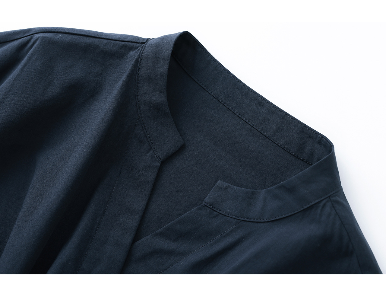 Áo sơ mi nữ dài tay chất lụa tencel phối xoắn thanh lịch — xanh lam chi tiết 26
