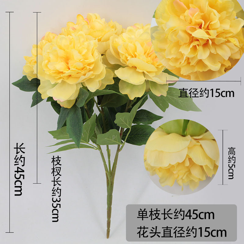 Artificial grande 5-cabeza Peony Flower Home Dress Up falso flor de la boda de tiro de la flor de seda chino peonía mango paquete al por mayor