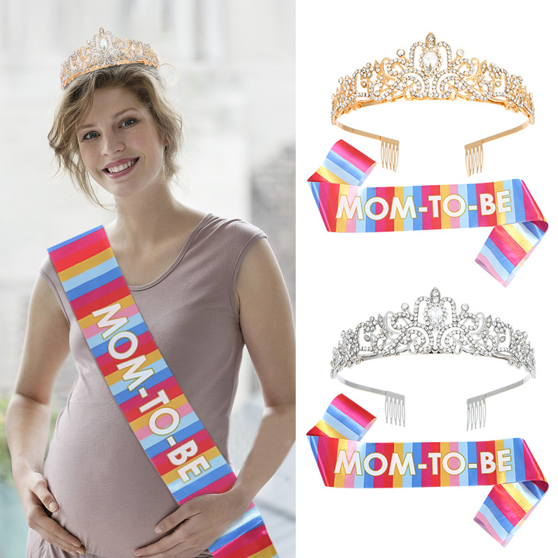 European and American fashion alloy MOM TO BE expectant mother party Crown belt suit Crystal headwear hair accessories wholesale