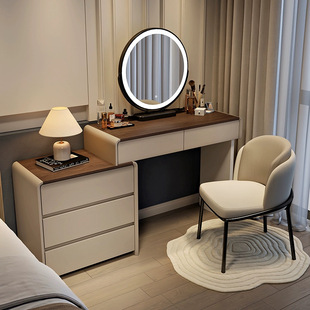 2025 New Dressing Table Cream Style Bedroom Makeup Table Light Luxury Full Solid Wood Makeup Table Bucket Cabinet Integrated Other y ^