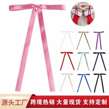 热销1cm长尾丁字结粉色蝴蝶结半成品发饰头饰diy手工飘带蝴蝶结