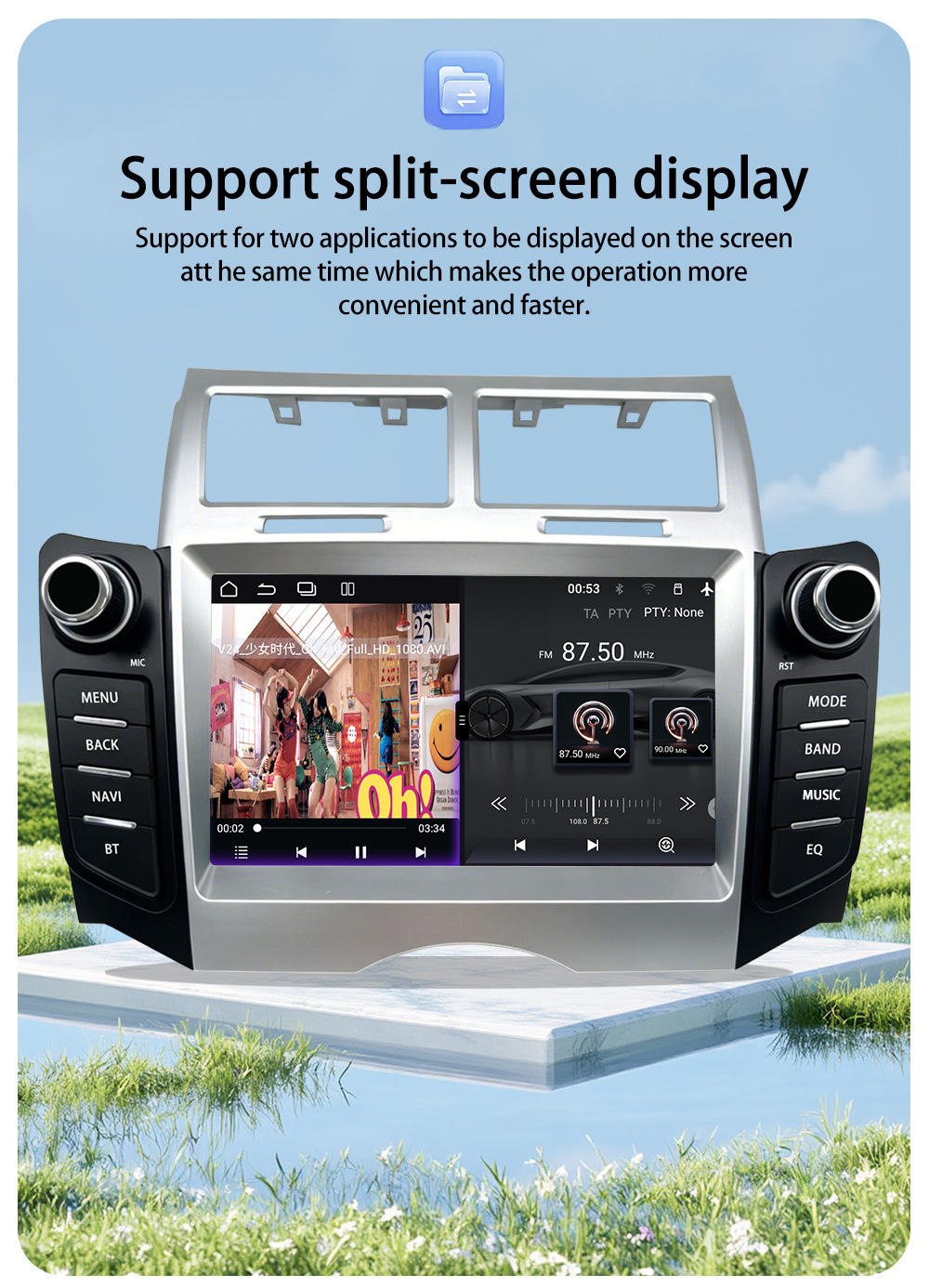 Suitable for Toyota Yaris Xp90Vitz Car Central Control Screen Bluetooth Navigation Reversing Image Radio