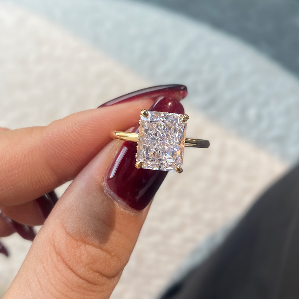 Cross-border classic 4-claw s925 sterling silver ring with 8A snowflake zircon for women by Ledean6