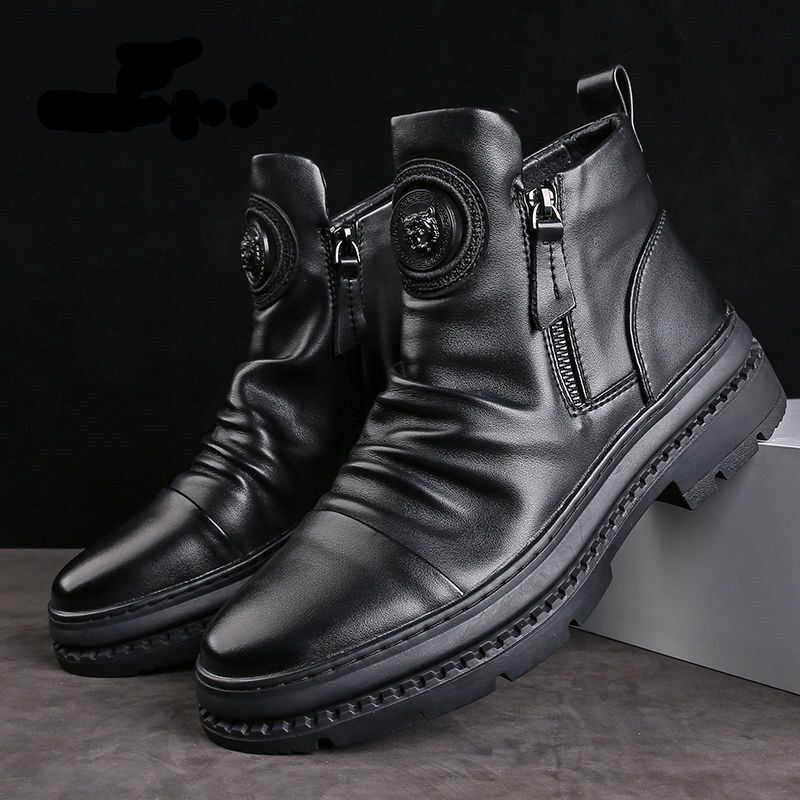 2023 autumn high-top new men's shoes European station men's boots all-match zipper shoes Korean Martin boots men's casual shoes 2023 autumn high-top new men's shoes European station men's boots all-match zipper shoes Korean Martin boots men's casual shoes