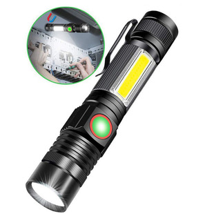 Cross-border flashlight T6 bright outdoor camping light cob light source fishing light telescopic p50 outdoor lighting