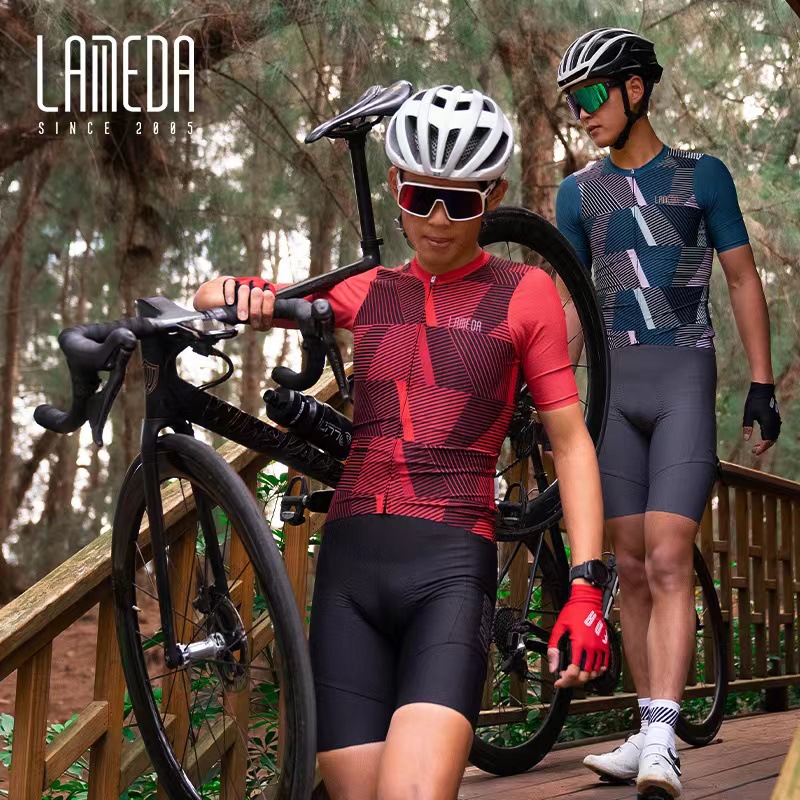 LAMEDA lanpada new red flame short-sleeved bicycle cycling clothing short-sleeved men's and women's road bike cycling clothing