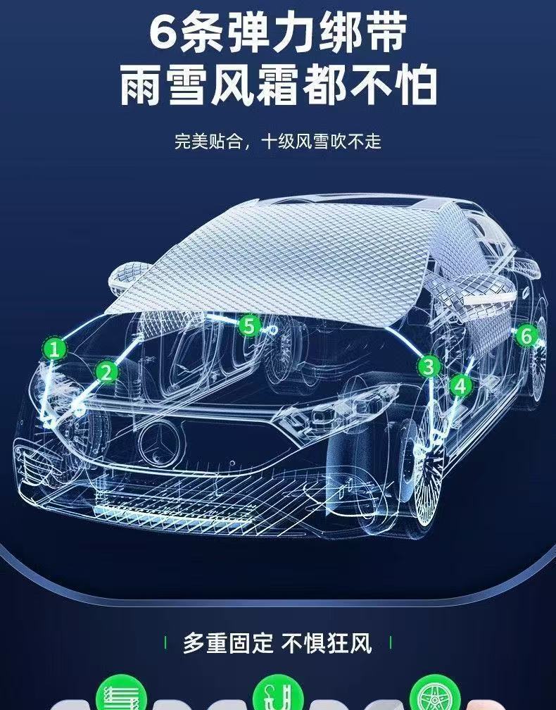 Extended three-window Oxford cloth car cover, sunshade, thickened for snow, frost, and freeze protection