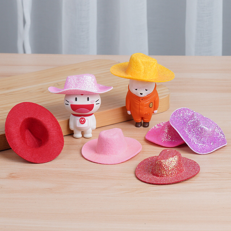 Accesorios de muñecas fluorescentes de color fantasma polvo parpadeante sombrero denim tela de varios sombreros mixtos multicolores